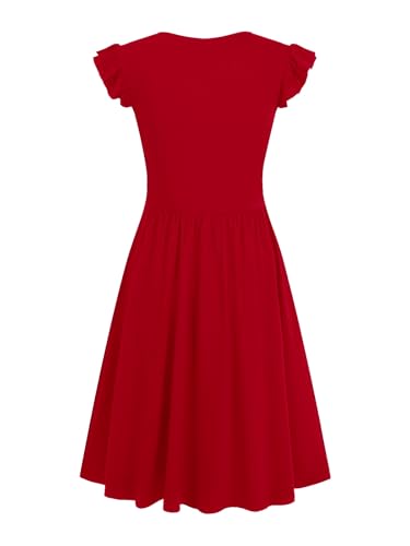 Image of HELYO Women's Summer Dresses Cute V Neck Ruffle Sleeve Cocktail Short Work Casual Dress with Pockets 648