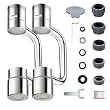 2 PCS 1440° Rotatable Faucet Extension, 1080° Swivel Faucet Aerator Extender, 2 Mode Adjustable Rotating Universal Sink Faucet for Kitchen Bathroom Sink Silver