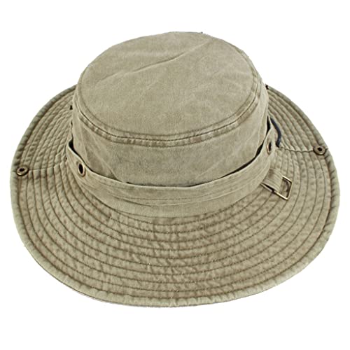 Bob en coton lavé kaki avec protection solaire maximale pour le camping et la chasse