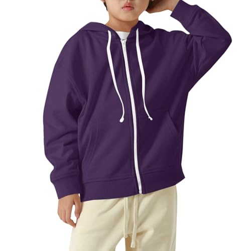 Boys Hoodie Cozy Soft Fleece Zip Up Hoodie Sweatshirt for Girls Youth Solid Jacket Coat for Fall Winter