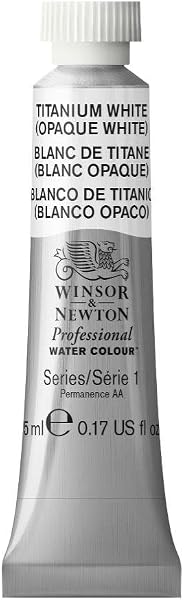 Winsor & Newton Acuarela Profesional - Pintura de Acuarela, Alta Luminosidad, Resistente a la Luz, Calidad de Archivo, Tubo de 5ML, Color Blanco De Titanio - 1