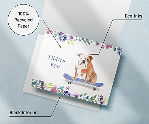 Image of Twigs Paper Assorted Dogs Thank You Cards, 24 Dog Note Cards | Small size, blank inside, envelopes included, a gift for pet lovers & pet parents, bulk value set