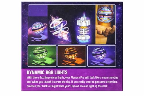 Image of Magic Flying Orb Spinner Toy for Kids - Pink Color | Hand Sensor Rechargeable LED Flying Ball | Hover Drone Boomerang Spinner Toy for Boys & Girls 6-12 Years (Black)