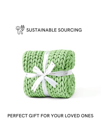 YnM Chunky Throw Blanket, Medium-Weight, Hand Knitted, Skin Friendly, Ventilated and Breathable, Machine Washable, Home Décor Piece for Couch, Sofa and Bed (Avocado Green, 50x70 Inch) by YnM - Image 10