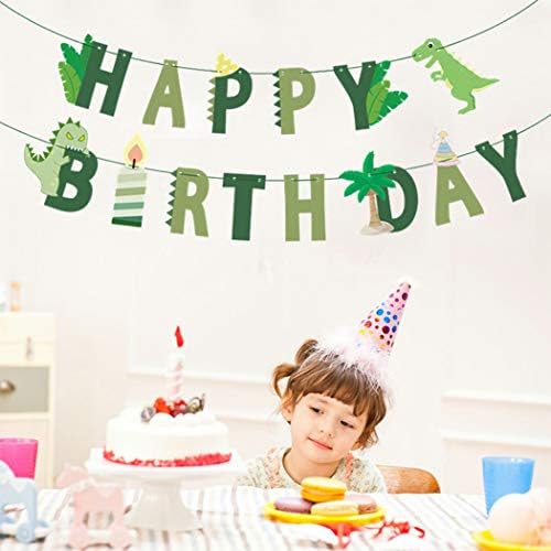 YEZIDE Dinosaur Happy Birthday Banner Garland Dinosaur Fossil Bunting for Kids Boys Birthday Party Decoration Supplies