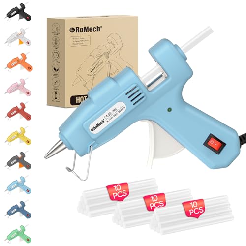 Image of ROMECH 20W Mini Hot Glue Gun with 30 Glue Sticks Set, Fast Preheating Hot Glue Gun Kit Heavy Duty Gluegun for Craft, DIY, Repairs (Cyan)