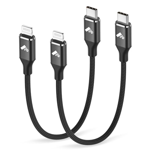 USB C to Lightning Cable 2Pack 1FT MFi iPhone Charger Black