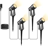 Svater 4 Pack Landscape Lighting Low Voltage,Outdoor Spotlights with Transformer, Plug in LED Spot Lights for Yard, Backyard,House 12V 3000K Warm White, IP65 Waterproof