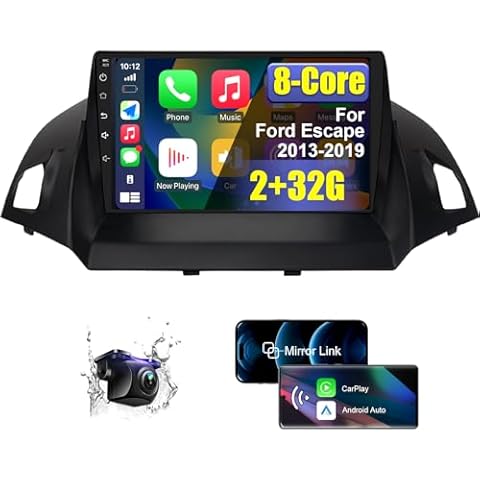 for Ford Escape 2013 2014 2015 2016 2017 2018 2019 Car Radio Stereo 2+32G with Wireless Carplay Android Auto, 8 Core HD Touchscreen Android 12 Car Radio Stereo with Backup Camera Bluetooth FM/RDS Cover