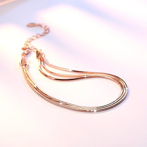QIAN0813 Simple Rose gold Silver European Snake Chain Bracelets (rose gold) - Image 3