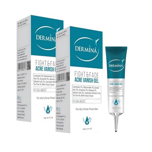 Image of Optima Dermina Fight & Fade Acne Vanish Gel, Acne Gel Contains 5% Lactosome, Niacinamide & 3% Glycolic Acid with Aloevera Exract for Oily and Acne Prone Skin for Women (Pack of 2)