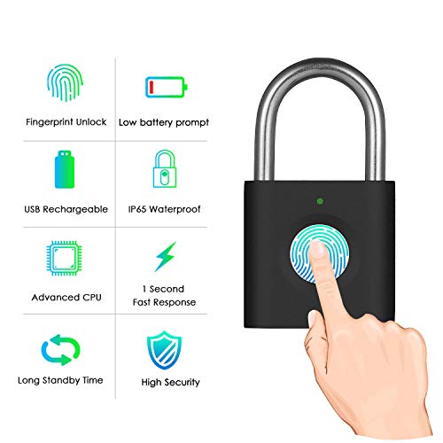 Ajcoflt Cadeado de impressão digital inteligente de alta segurança 20 usuários suportados Longa vida