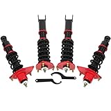 ANGLEWIDE Adjustable Height Coilovers Struts Front And Rear Fit for 2004-2011 for Mazda RX-8 Coil Spring Over Shock (Set of 4) - Red