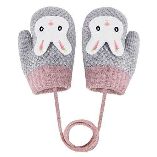 Toddler Kids Winter Warm Thick Full Finger Gloves Children Assorted Color Magic Ski Gloves Mittens (Grey Rabbit Mittens)