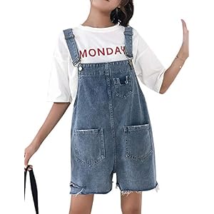 Women’s Juniors Relaxed Fit  Ripped Bib Overalls Shorts Denim Jean Shortalls www.denim.fit