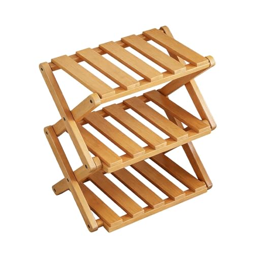 Zapatero de Madera - Organizador de 3 Niveles 37x26x26cm, Diseño Plegable, Ajustable y Ampliable | Armario de entrada de almacenamiento que ahorra espacio, escenario de uso de estudio de oficina