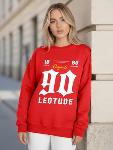 Image of LEOTUDE Women's Boyfriend /Loose Fit Full Sleeve Drop Shoulder Loopknit Round Neck Sweatshirt (Color Navy)