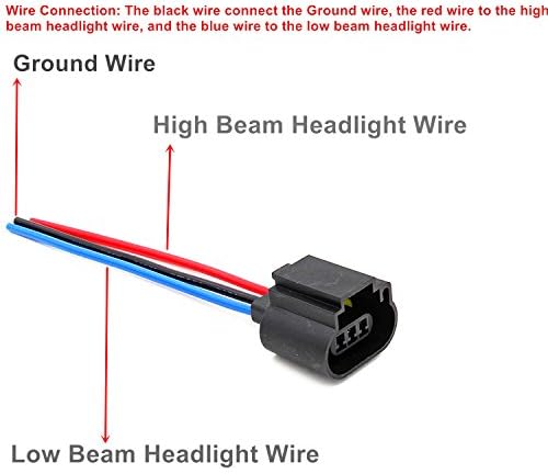 Alla Lighting 9008 H13 Socket Female Adapter Wiring Harness Wire for H13LL  Headlights Lamps Bulbs (2pcs/pk)