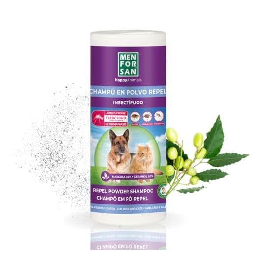 MENFORSAN Champú en polvo con Repelente de Insectos Perros, Gatos, Roedores Y Hurones - 250 Grs