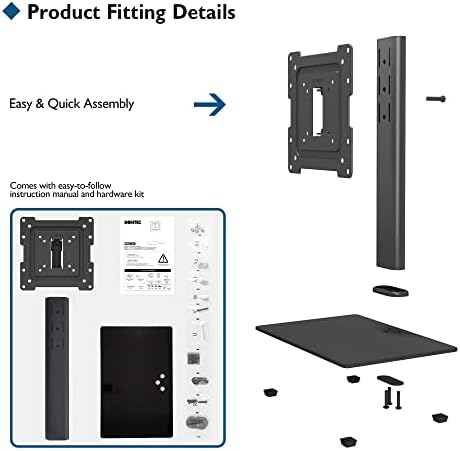 BONTEC Universal Swivel TV Stand for 17- 43 inch Screens, Height Adjustable Table Top Pedestal TV Stand for LCD/LED/OLED/Plasma/Curved TVs up to 45kg, 2 Cable Ties Included