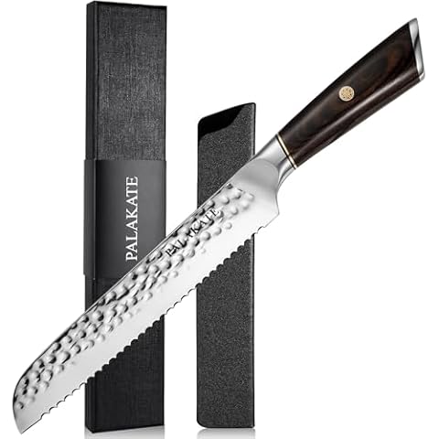 PALAKATE Bread Knife, 8 inch bread knife for homemade bread, Single Side serrated knife Cover
