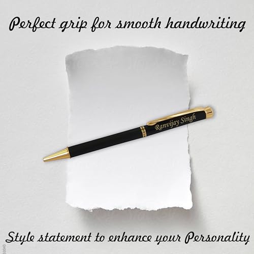 Image of SAVRI Personalized Crystal Ball Point Pen With Name Engraved-Ideal Gift For Special Occasions-Birthday,Anniversary,Father'S Day-Custom Message On Box-Black Color-Gift For Him,Her,Friends,Parents.