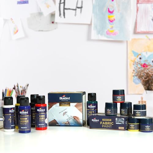 Image of BLUEBIRD Fabric Paint, Pthalo Blue, 3.4 Fl Oz, Permanent Fabric Paints for Clothes, Furniture Upholstery