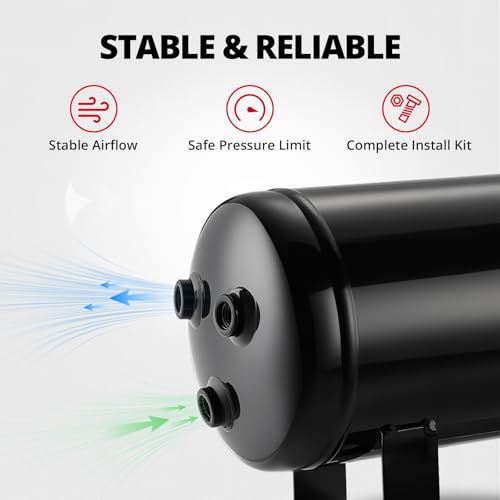 EVIL ENERGY 1.5 Gallon Air Tank Kit 6 Ports 1/4" NPT 150PSI Rated for Truck, Car, Air Horn, Inflating Tires, Suspension Systems, Air Ride, Tires, Train Horn, DIY Pneumatic Tools by EVIL ENERGY - Used condition - Image 5