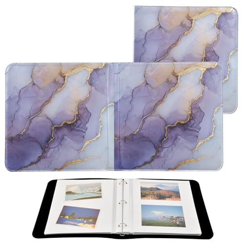 Album photo autocollant en cuir synthétique pour photos 20 feuilles - Marbre blanc violet