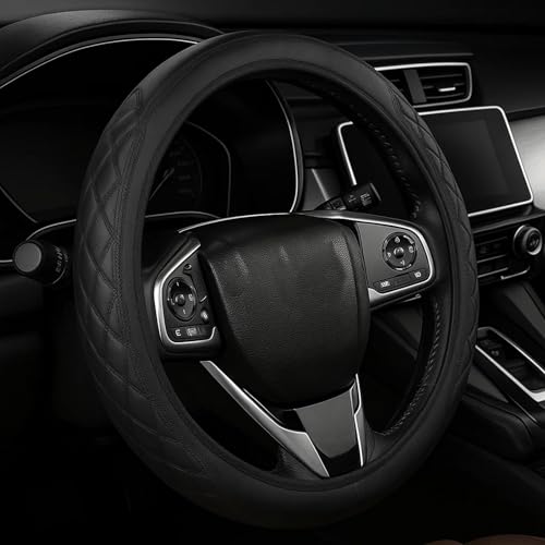 Steering Wheel Covers Leather Car Steering Wheel Cover 15 Inch Universal Fit 38cm Black Non-Slip Grip for Enhanced Control Car steering wheel cover