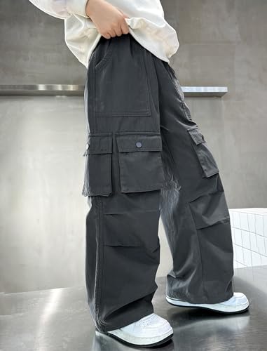 Boys Baggy Cargo Pants Multi Pocket Casual Trousers Streetwear 5-12 Years3