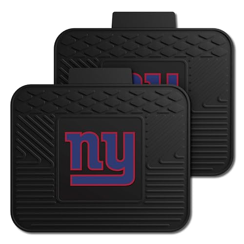 FANMATS 12316 NFL New York Giants Back Row Utility Car Mats - 2 Piece Set, 14in. x 17in., All Weather Protection, Universal Fit, Deep Resevoir Design, Molded Team Logo