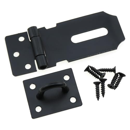 Image of 2PCS 80x40x22mm Door Hinge Lock Padlock Latch Lock Black Stainless Steel Door Hasp Suitable for Cabinet Wooden Door Window Crate and Pet House