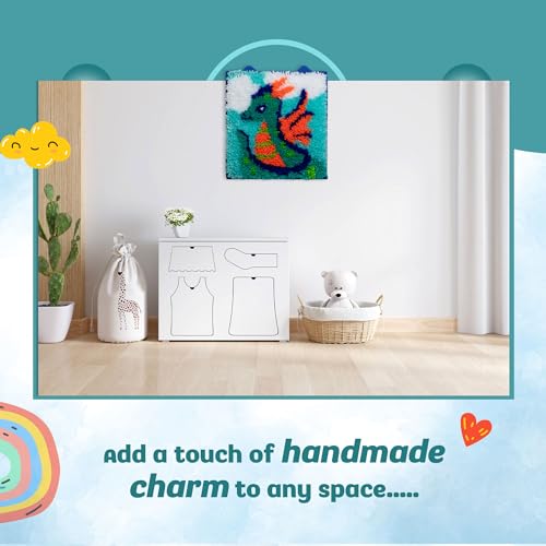 LatchKits Latch Hook Kits for Kids – Kids Crafts, Arts and Crafts, Yarn Art, Wall Hanging & Mini-Rugs, Craft Supplies, Pre-Cut Yarn, Easy to Follow Pattern, Hook Included, Arts & Craft, Ages 6+