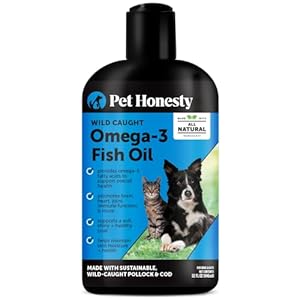 Pet Honesty Omega 3 Fish Oil Supplement for Dogs & Cats (32oz), Wild Caught Omega 3 Fish Oil for Skin and Coat Health, Supports Shedding, Skin & Coat, Immunity, Joint, Brain & Heart, EPA + DHA