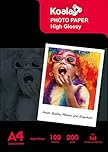 KOALA Inkjet Photo Paper A4 Glossy 100 Sheets 200 GSM for Canon Hp Epson Inkjet Printer