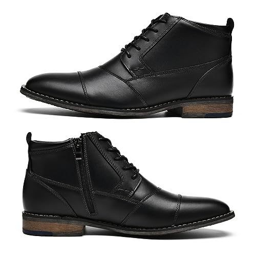 Image of Arkbird Men's Dress Boots Genuine Leather Cap Toe Ankle Boot with Side Zipper for Casual Business Formal Wear