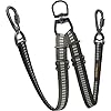 Double Dog Leash – Adjustable Length Long Leash for Dog Training – Dual Reflective Dog Leash with Non-Tangle Design – Heavy Duty Nylon and Metal Buckles – Ideal (Black, Large)