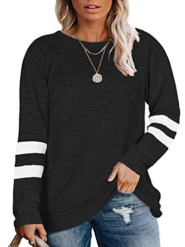 DOLNINE Plus Size Sweatshirts for Women 3X Long Sleeve Tunic Tops Black-22W