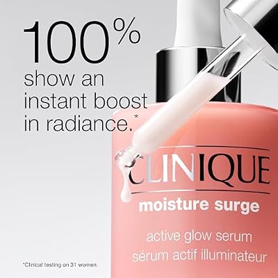 Clinique Moisture Surge Duo - Moisture Surge Active Glow Serum 1 Fl Oz +100H Auto-Replenishing Hydrator Oil Free Face Moisturizer 1 Fl Oz