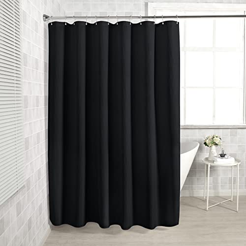 Image of AmazerBath Waffle Shower Curtain, Heavy Duty Fabric Shower Curtains with Waffle Weave Hotel Quality Bathroom Shower Curtains, 72 x 78 Inches (Black)