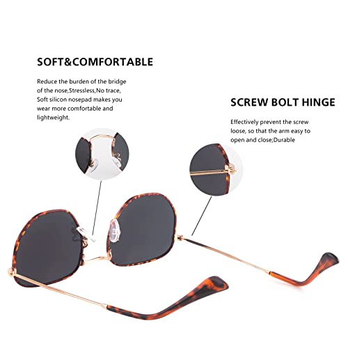 Image of Hipster Hexagonal Polarized Sunglasses Men Women Geometric Square Small Vintage Metal Frame Retro Shade Glasses