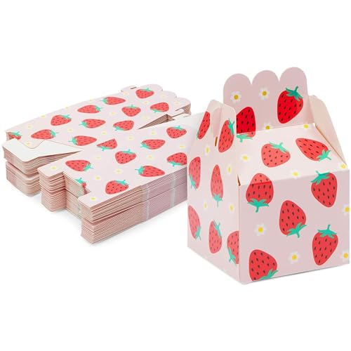 Boîtes à friandises fraise rose pour anniversaire d'enfant x36