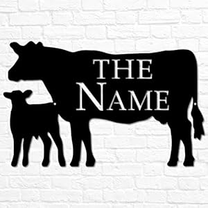Metal cow farm sign custom farmer sign calf farmhouse decor farm animals sign personalized cow sign farm outdoor metal sign  urban country home decor