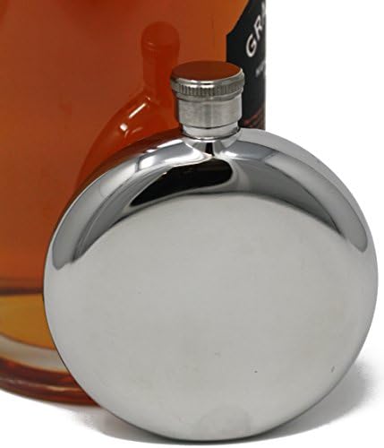 5 oz Discrete Round Pocket Alcohol Liquor Flask (Shiny) Made from 304 (18/8) Food Grade Stainless Steel