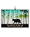 OComster Retro Bear Forest Black Silhouettes Golf Towel with Carabiner Clip, Green Teal Ombre Wood Board Microfiber Waffle Pattern Golf Towel, Golf Accessories for Cleaning Clubs and Balls, 24x16 in