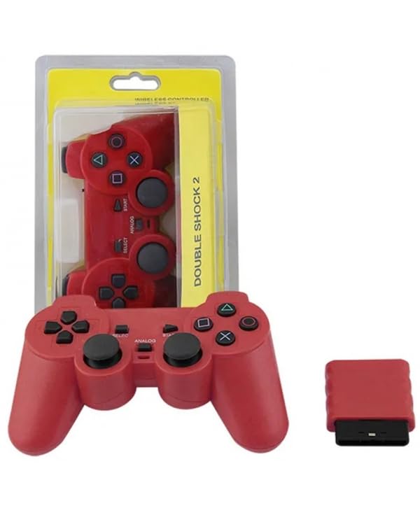 MANDO INALAMBRICO COMPATIBLE PARA SONY PLAY STATION 2 DUALSHOCK 2 PS2 ROJO