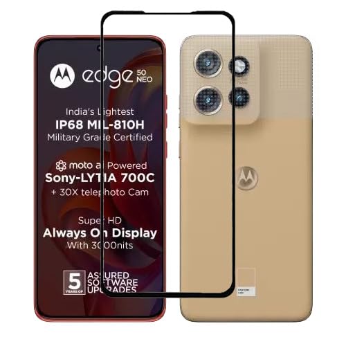 ECMERED® Scratch Resistant Tempered Glass Screen Protector for MOTOROLA Edge 50 Neo full screen coverage (Except Edges) (Transparent) (Pack of 1) (B0DHGQ9V1M) Amazon Price History, Amazon Price Tracker