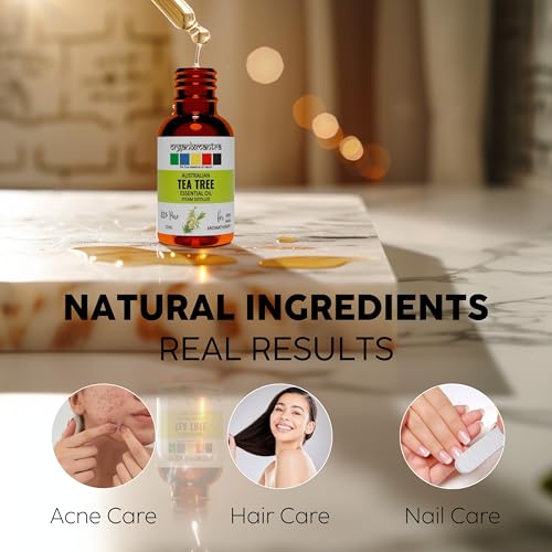 Organix Mantra Tea Tree Oil for Skin, Fuller Hair & Healthy Toenails - 100% Pure Natural & Steam Distilled Oil - 15ML