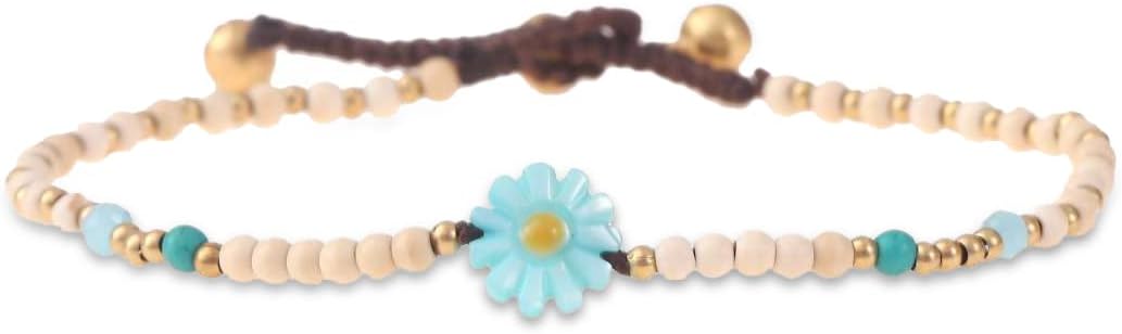 Made by Nami Boho Surfer Anklet Waterproof & Adjustable Beaded Anklets for Women Beachy Ankle Bracelet Made from Waxed Cotton Rope and Beads for Summer and Hippie Style